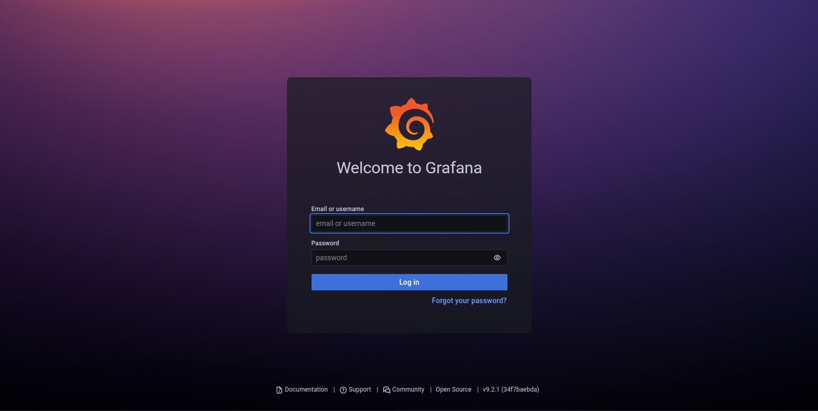 Grafana Login Screen